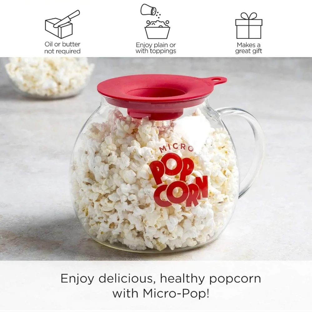Glass Microwave Popcorn Popper 3 Quart